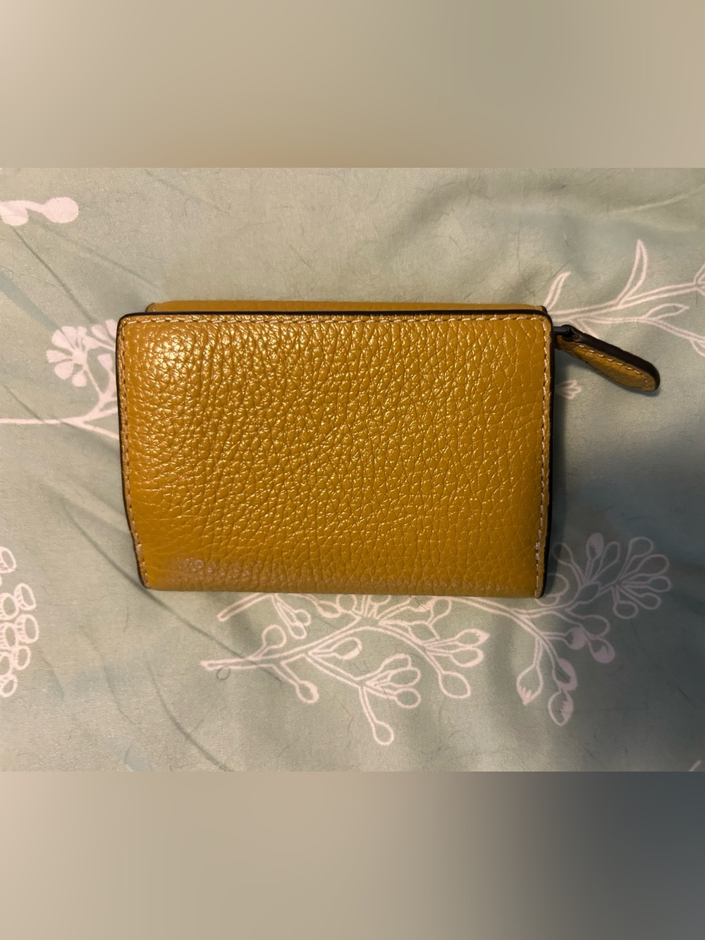 Coach Pebbled Leather Card Holder in Mustard - Picture 2 of 4